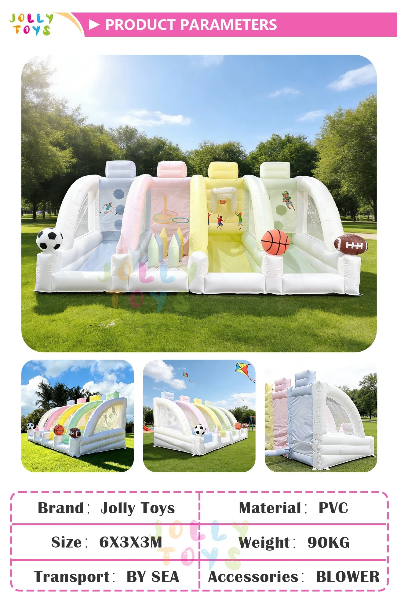 4 in 1 Inflatable Bounce House for Kids Outdoor Bouncy Castle with Slide Basketball Football Baseball Games for Backyard Party