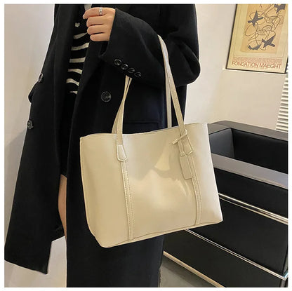 Large Capacity Women's Bag, New Soft Leather Tote Bag, Casual and Versatile Single Shoulder Bags for Woman Korean Style Handbags