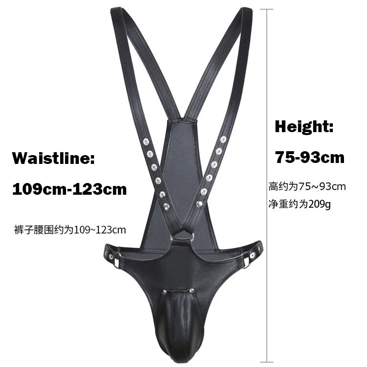 Erotic Underwear Thong PU Leather Male Chastity Panties Cock Penis Sleeve Ring Harness Straps BDSM Restraint  Belt for Men