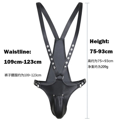 Erotic Underwear Thong PU Leather Male Chastity Panties Cock Penis Sleeve Ring Harness Straps BDSM Restraint  Belt for Men