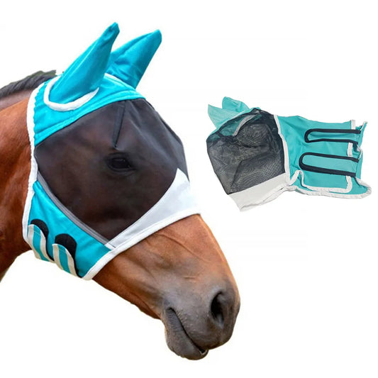 Professional Grade Horse Fly Mask - Comfortable And Adjustable Breathable Fly Mask For Horses blue S