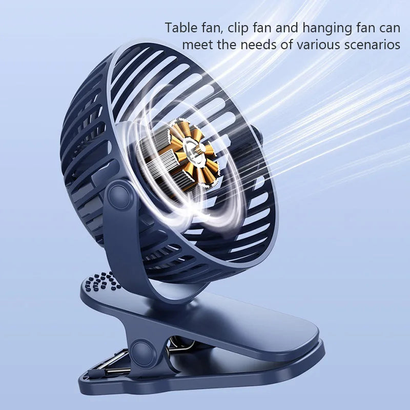 Clip Fan 3 Speed Electric fan USB Quiet Mini Home Office Desk Fans Air Cooler Outdoor Portable Cooling Clip on Fan for Strollers