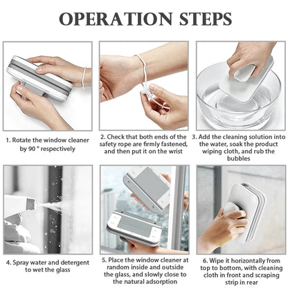 NEW Magnetic Window Cleaner Brush Double-Side Automatic Water Discharge Wiper Glass Window Brush Cleaning Household Tools