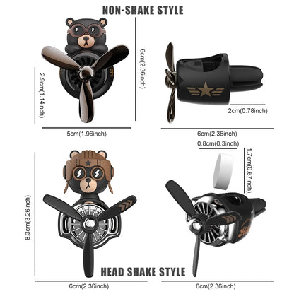 Rotating propeller pilot bear dog car air fresheners accessories decorations fun vent clip perfume diffuser aroma fragrance men