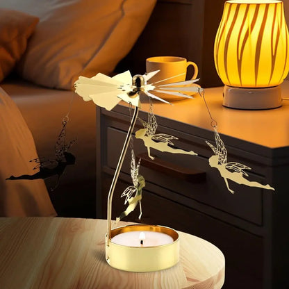 Metal Rotating Candle Holder Heat-Powered Rotation Elegance Style Spinner Carousel Rotating Mechanism Tea Light Holder