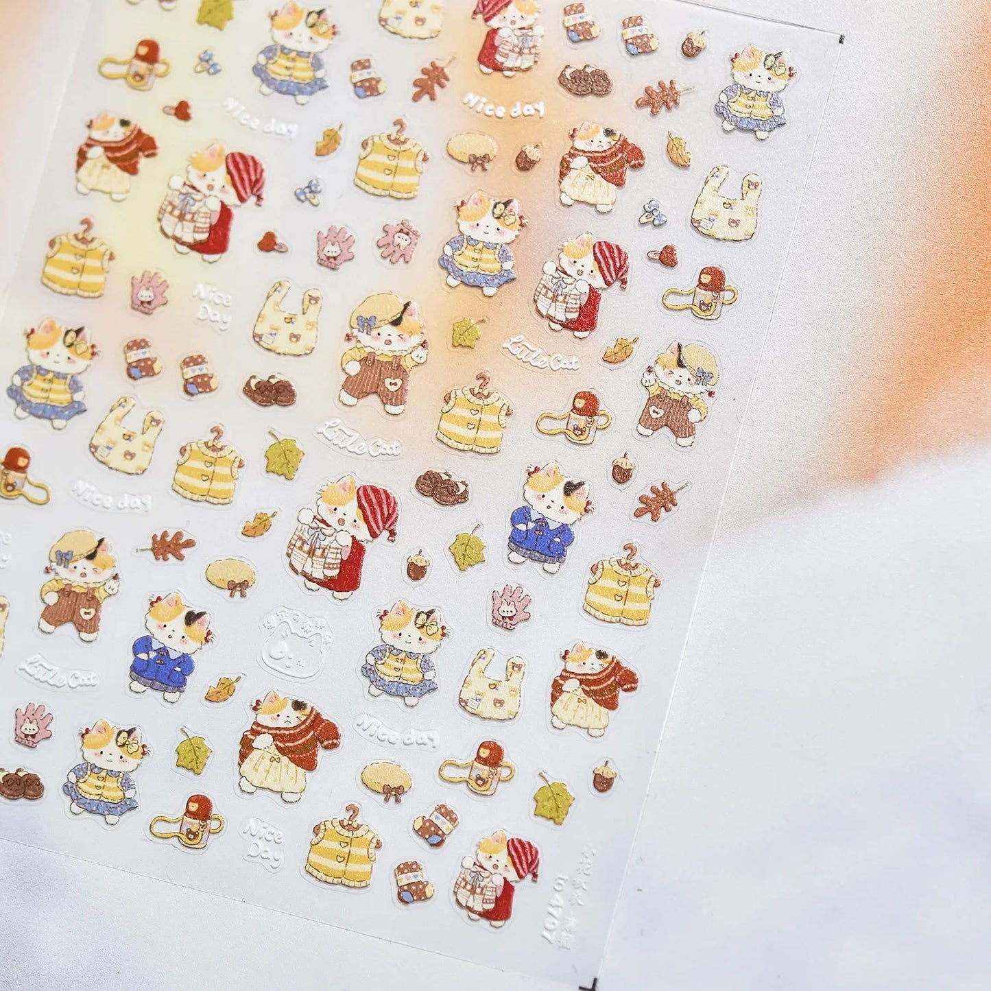 Lovely Animal Graffiti Cat Claw Rabbit Bunny Bear Dog Flower Fruit Dim Sum Candy Sunflower Adhesive 5D Nail Art Stickers Decal