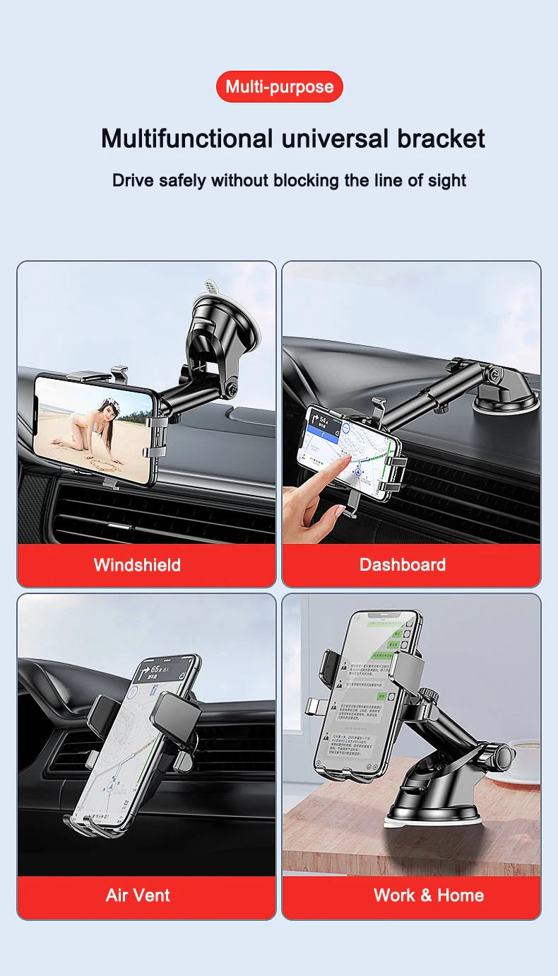 2026 NEW Universal Sucker Car Phone Holder 360° Windshield Car Dashboard Mobile Cell Support Bracket for 4.0-7 Inch Smartphones