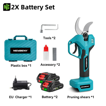 NEWBENY 65MM 2 Gears Brushless Electric Scissors Cordless Pruning Shears Fruit Tree Branch Power Tools For Makita Battery Pin