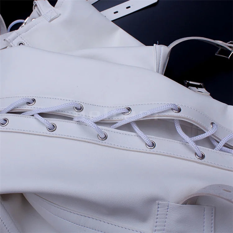 Soft PU Leather Headgear Mermaid Straitjacket Head Hood Body Harness Adjustable Leg Binder BDSM Restraint Sex Toy Slave Roleplay
