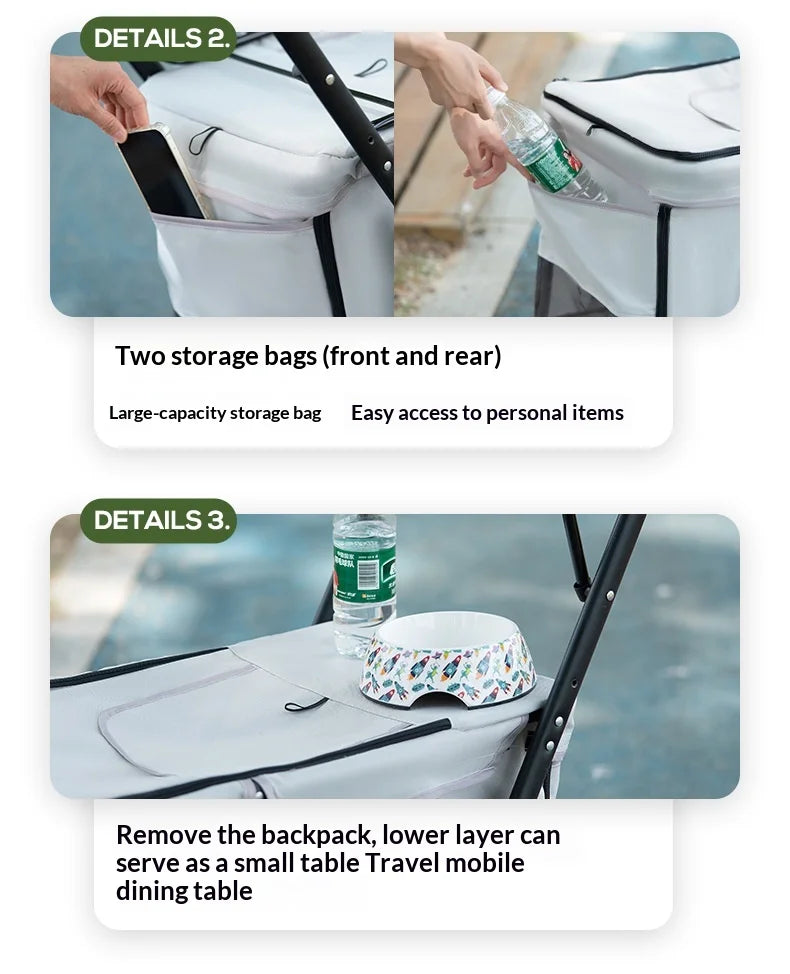 Luxury Double-Layer Eco-friendly ABS Material 4-Wheel Pet Stroller Small Large Dogs Cats Lightweight Travel Pet Carriers