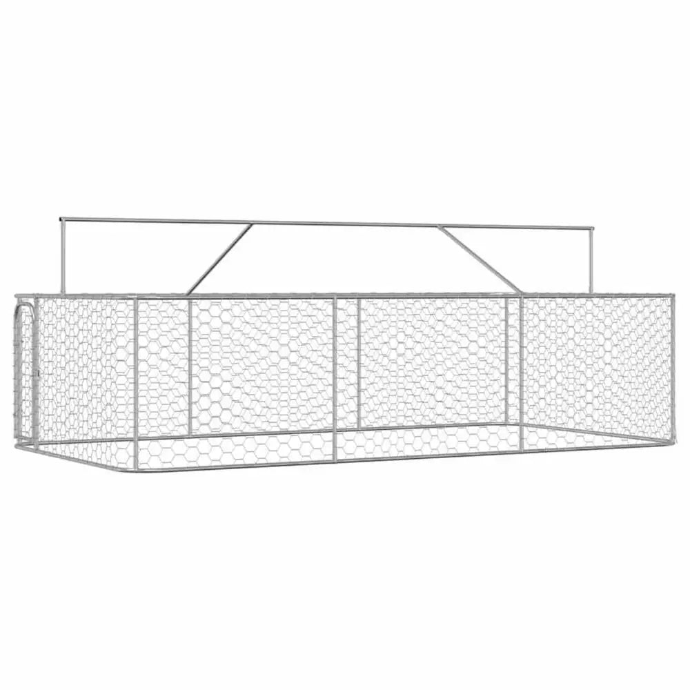 Outdoor Dog Kennel 400 x 200 x 150 cm Galvanised Steel Structure With Lockable Door Ventilated Roof For Pets Animals