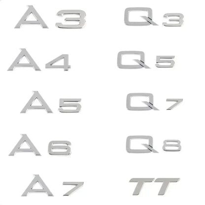 3D ABS Chrome Black Rear Trunk Emblem Badge Sticker Decals For A1 A3 A4 A5 A6 A7 A8 Q2 Q3 Q5 Q7 Q8 TT Car Accessories