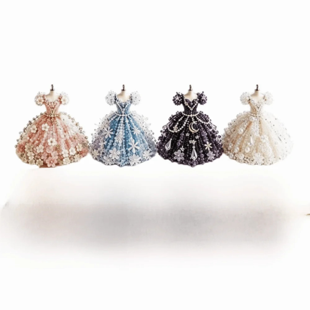 3D Design Beaded Dress Kit Cute Design Tiny Beads Bead Craft Kit Creative Craft Dress Shape Bead Weaving Kit Gift Giving