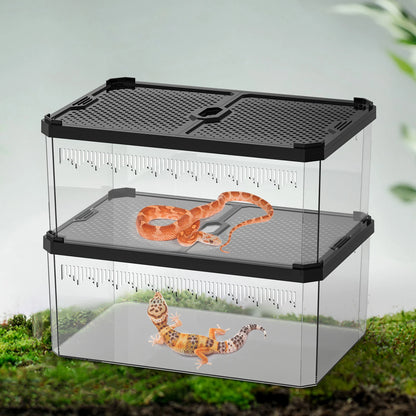 Magnetic Reptile Breeding Box with Sliding Cover Universal Design for Lizards Geckos Horned Frogs Snakes And Spiders
