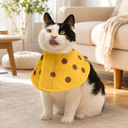 Cartoon Cat Elizabeth Collar Strawberry Bees Cat Neck Protective Circle Breathable Anti-Scratch Cat Dog Grooming Cover