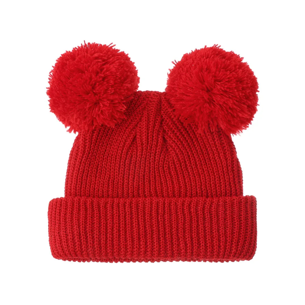 0-12M Solid Knitted Cute Pom Pom Cap Newborn Boys Girls Turban Hats Hospital Bonnets Infant Autumn Winter Headwraps Kid Headwear