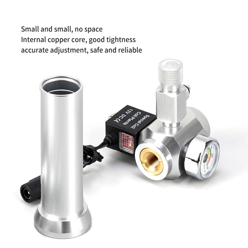 Aquarium CO2 Regulator Solenoid Valve Bubble Counter Small Gas Bottle 3-8UNF with Sleeve Fish Tank CO2 Pressure Reducing Valve
