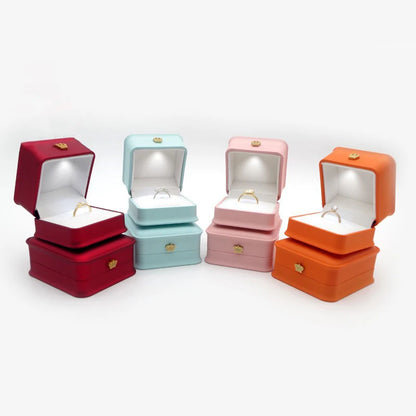 LED Jewelry Ring Box with Llight Luxury Crown Earrings Pendant Storage Display Proposal Wedding Gift Box Jewelry Organizer Box