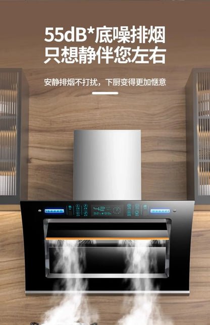 220V Haotaitai Double Motor Range Hood Kitchen Strong Suction Auto Clean Side Suction BBL
