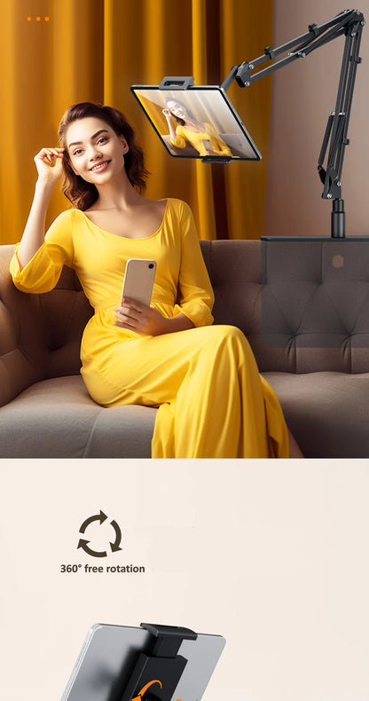 360Degree Bed Tablet Stand for 4-12.9inches Mobile Phones Tablets Lazy Arm Bed Desk Tablet Mount Support for iPad Mini Free Clip