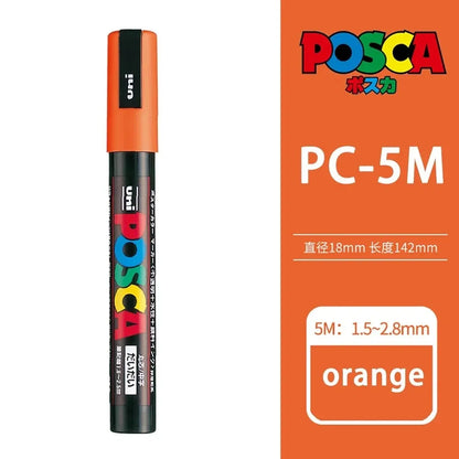 1pcs Japan UNI POSCA Markers PC-1M/3M/5M Acrylic Graffiti Pen Waterproof DIY Stackable Color Art Painting School Supplies