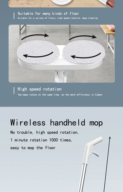 Wireless Electric Spin Mop Cleaner Automatic 2 in 1 Wet & Dry Home Cleaner Car Glass Ceiling Door Windows Floor Scrubber Machine