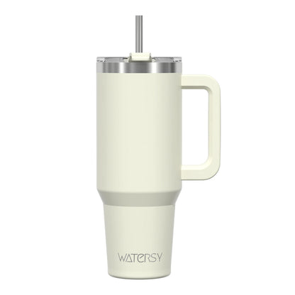 WATERSY 20/30/40oz Tumbler with Handle & Straw, Large Capacity Stainless Steel Thermal Cup, Vacuum Insulated Mug for Car, Travel