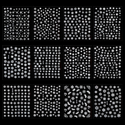 30 Sheets Christmas Nail Art Stickers Self Adhesive 3D White Snowflake Nail Decals Xmas Nail Supplies Christmas Manicure Sliders
