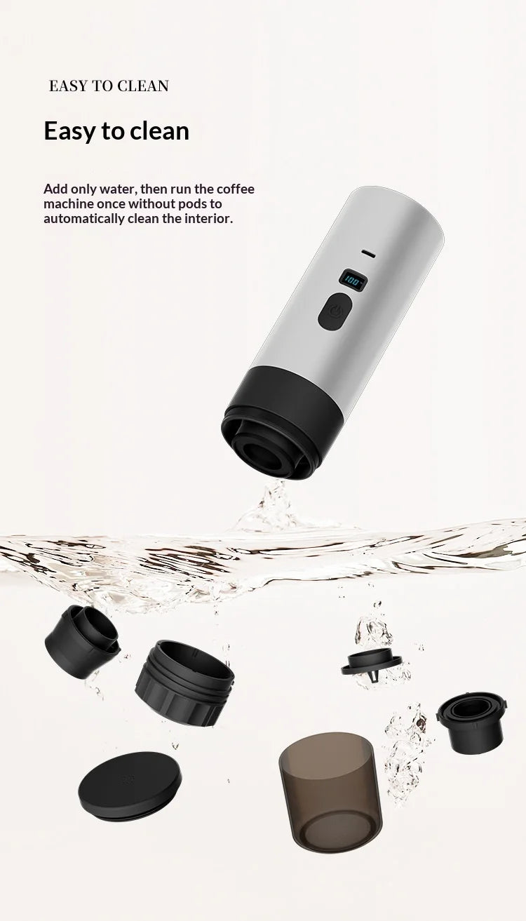 New Upgraded Version Outdoor Wireless Portable Espresso Machine Car Electric Heating Capsule Coffee Machine Suitable for Home