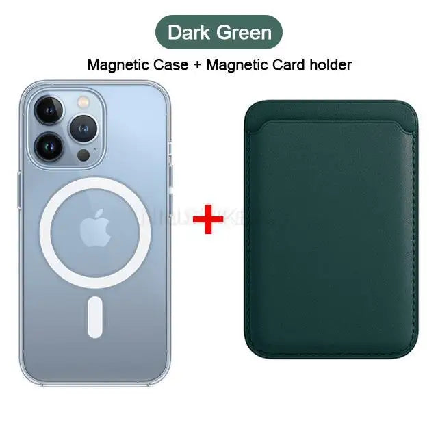 For Magsafe Magnetic Wireless Charging Case For iPhone 15 11 12 13 14 Pro MAX Mini XR XS 7 Plus Leather Wallet Card Holder Cover