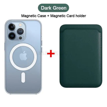 For Magsafe Magnetic Wireless Charging Case For iPhone 15 11 12 13 14 Pro MAX Mini XR XS 7 Plus Leather Wallet Card Holder Cover