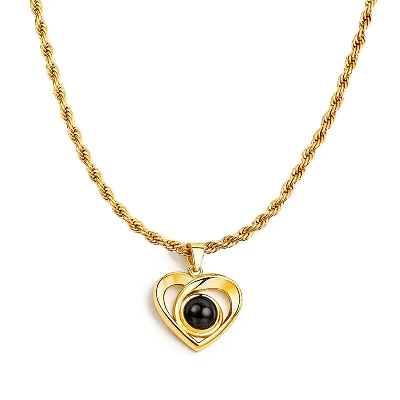 Custom Color Photo Projection Necklace Stainless Steel Rope Chain Valentine's Day Mother's Day Exquisite Fashion Gift for Women