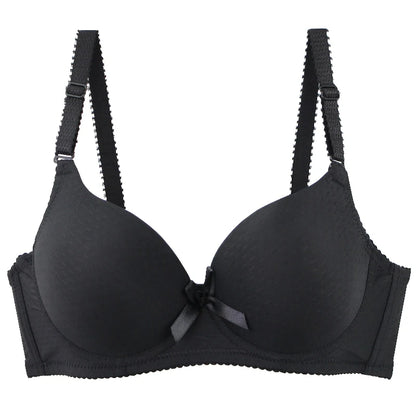 2025 New Sexy Bow Sweat Absorption Bras Solid Smooth 34/75 36/80 38/85 40/90 42/95 44/100 ABC Cup Underwear Pus Up Lingerie