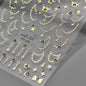 Gold Silver Metal Nail Stickers Dark Retro High-end Cross Nail Art Accessories Sticker Back Blue Nails 3D Decorations Decals DIY
