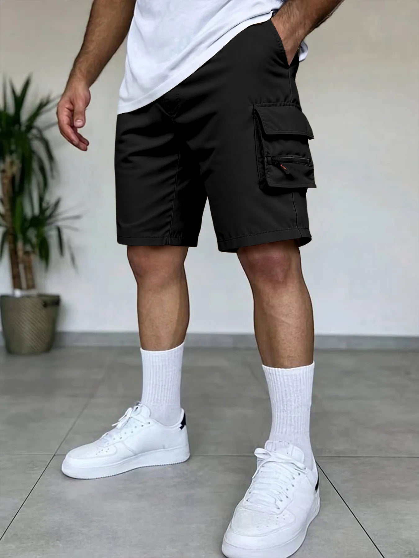 Summer Men's Cargo Shorts Loose Casual Elastic Waist Outdoor Jogging Tactical Shorts Multi-pockets Male Work Hiking Short Pants