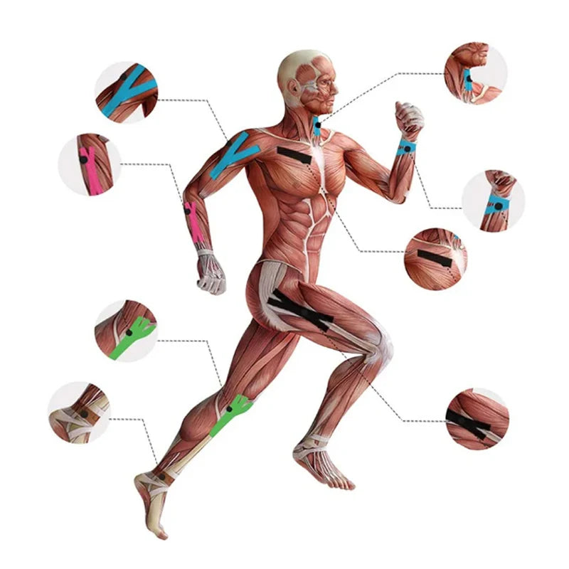 5CM*5M Kinesiology Tape Athletic Recovery Elastic Tape Kneepad Muscle Pain Relief Knee Pads Support for Gym Fitness Bandage