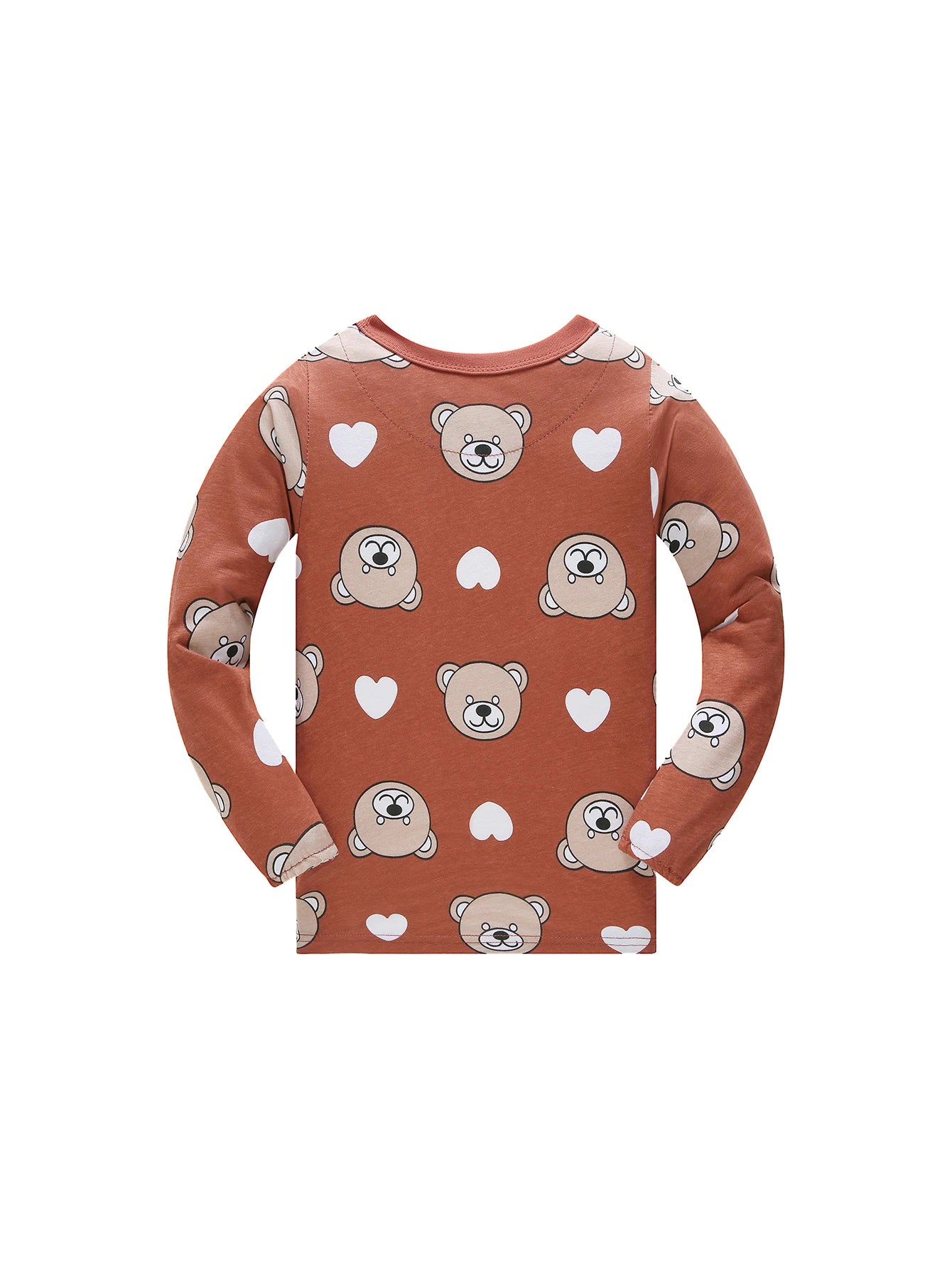 1-8 Years Kids Cotton Pajamas Set, Boys Girls Long Sleeve Home Wear, Cute Bear Print Sleepwear for Toddlers