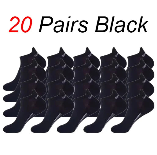 5/10/20 Pairs Men Solid Color Shallow Mouth Socks Spring Summer Mesh Breathable Odor Proof Sweat Absorbing Casual Boat Socks