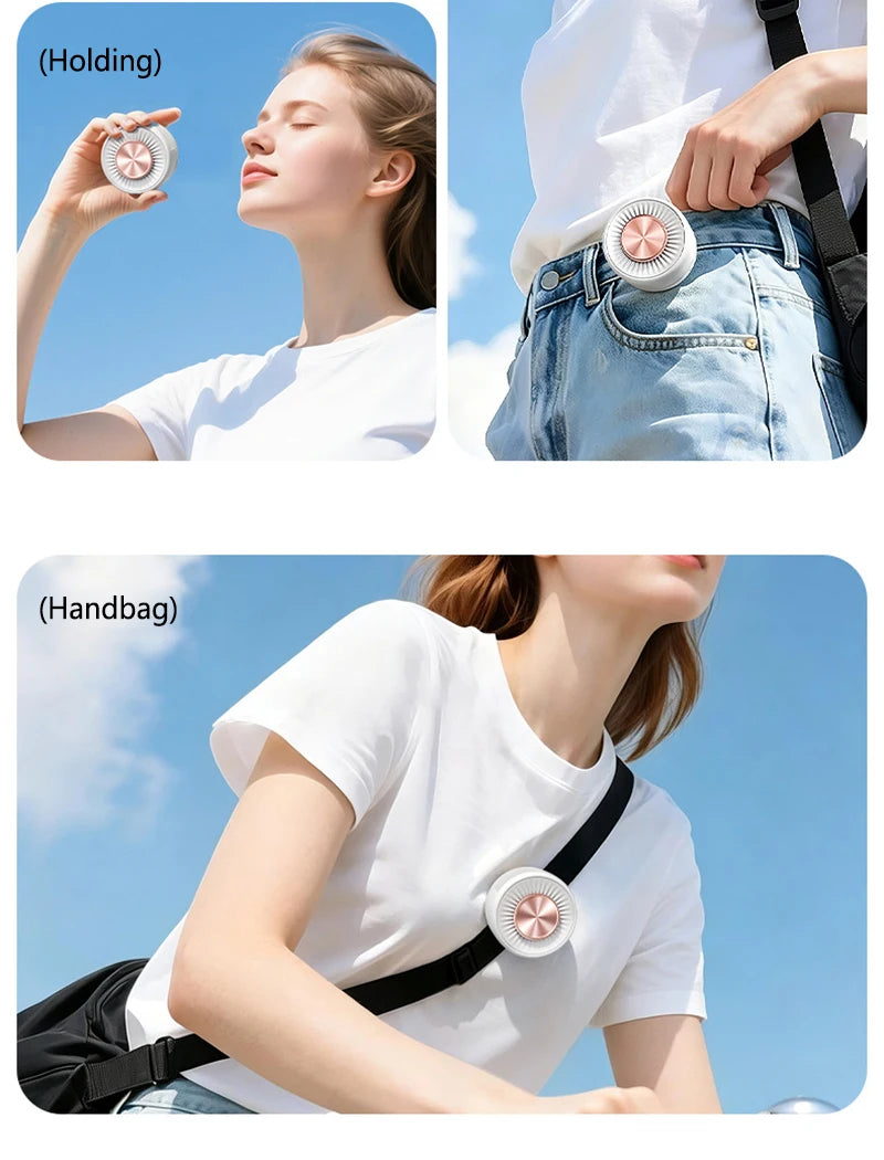 Lenovo Portable Bladeless Clip Fan 360° Rechargeable Mini USB Desk Fan Small Cooling Fan for Outdoor Travel Office