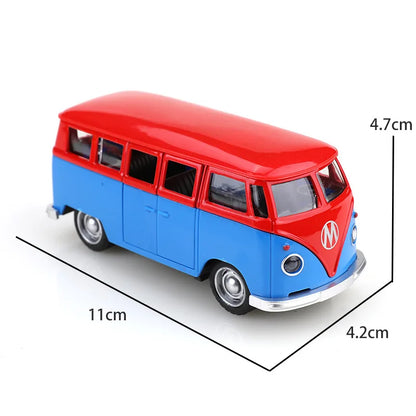1:38 Alloy BUS Model Boy Toys 11cm Metal Mini City Travel BUS Model Pull-back Diecasts Car Model Collection Gifts (bagged)