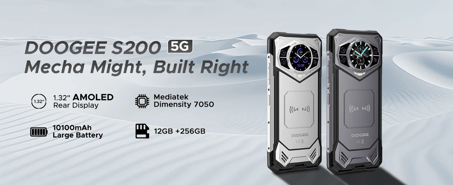 Global Version DOOGEE S200 5G Rugged Phone 6.72" 120Hz Display 12GB 256GB 100MP AI Main Camera 10100mAh Battery NFC Smartphone
