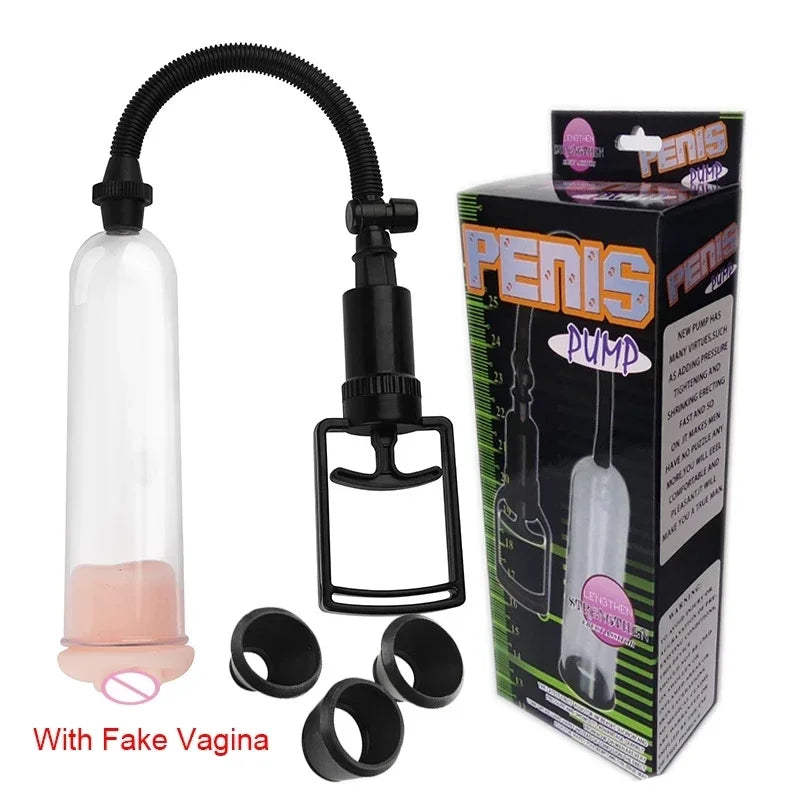 Male Penis Pump Dick Stimulate Extender Masturbator For Man Vacuum Pump Manual Penis Enlarger Big Dick Lasting Trainer Sex Toy
