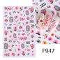 Black and White Love Flowers Line Art 3D Stickers Nail Decals Nail Art Accessories Butterfly Rose Nail Stickers Nail Sliders