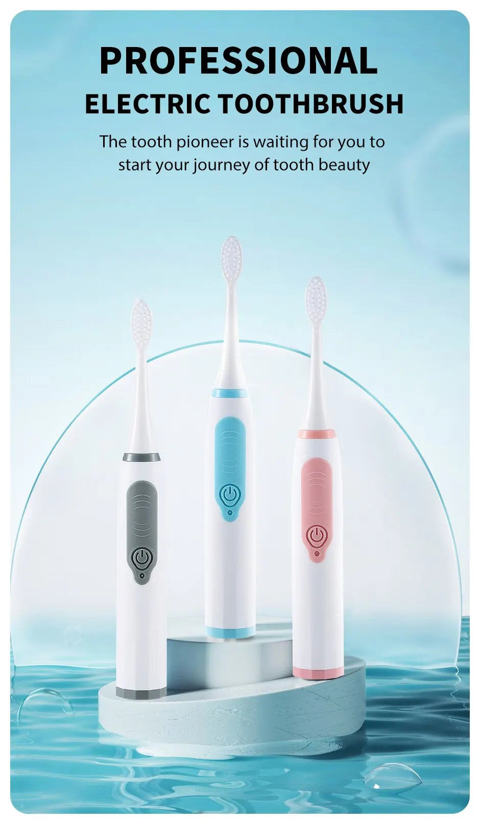 Clearance_Jianpai Sonic Electric Toothbrush for Men and Women Adult Household Non Rechargeable Soft Hair IPX6 Waterproof_Continu