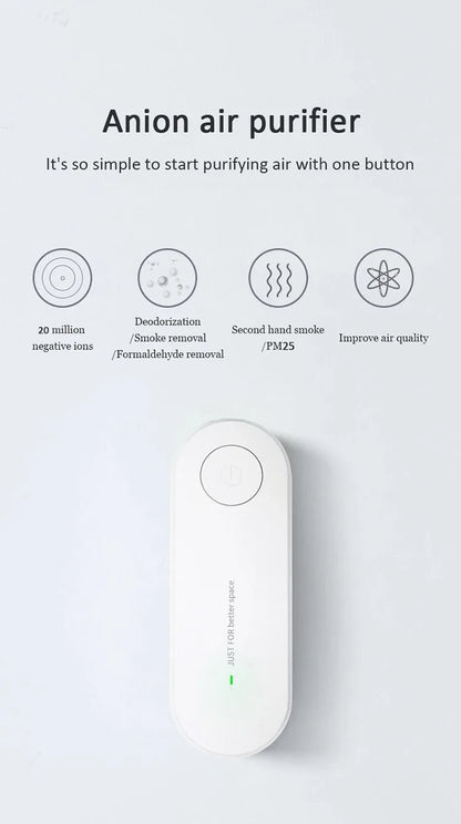 Anion Air Purifier Portable Air Purification Plug-in Negative Ion Generator Odor Eliminator moke Remover Air Freshener Indoors