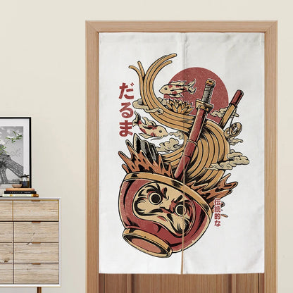 Custom Japanese Resturant Ramen Noren Curtain  Noodles Shop Kitchen Cloth Doorway Curtains Oil Smoke Proof Partition No Punching