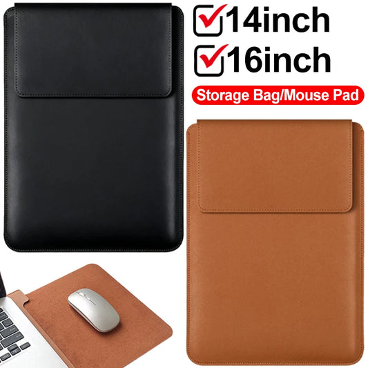 14-16 inch PU Leather Laptop Sleeve Bag Protective Case Cover Laptop Sleeve Case for MacBook Air 15 2023-2025 Pro 16 2021-2024