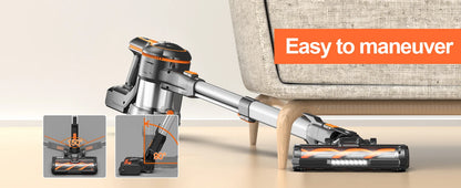 Cordless Vacuum Cleaner, 80000Pa/300W,65 Mins Runtime, 1.2L Dust Cup. Equipped with Digital Display, Anti-Tangle Brush, Self-Standing Design & Wall Charging Dock. 4-Layer Filtration, Ultra-Quiet Operation. Ideal for Pet Hair,