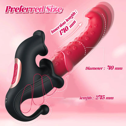 4 IN 1 Licking Thrusting Vibrator G Spot Clitoral Stimulator Vagina Massager Rabbit Vibrator Women Sex Toy for Clit Nipple &Anal
