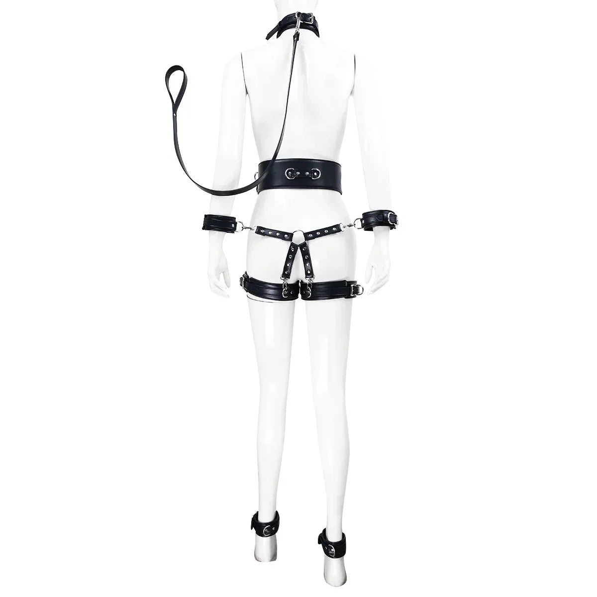 Professional BDSM Red Leather Harness Set Collar Handcuffs Restraint Kit for Women Slave Role Play Fetish Gear Adult Game Toy